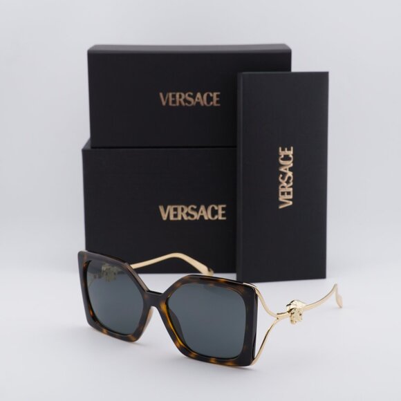 Versace VE4502U 108/87 Sunglasses Havana/Gold Square Frame, Grey Lenses - Picture 9 of 9